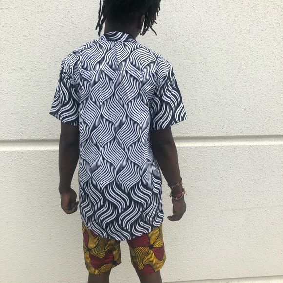 African Ankara men white and black shirt - Picture 2 of 5
